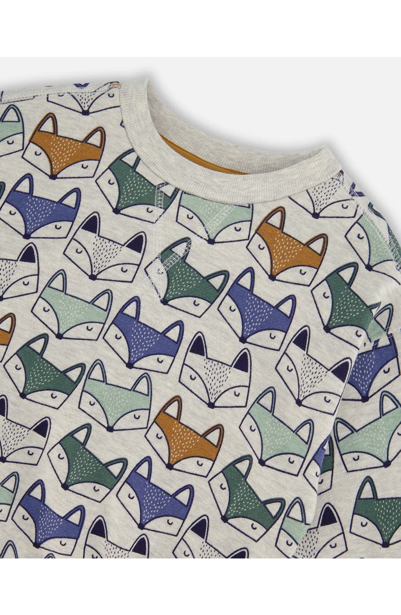 Deux par Deux Little Boy's Printed Fox Fleece Sweatshirt Gray Mix, Alternate, color, 