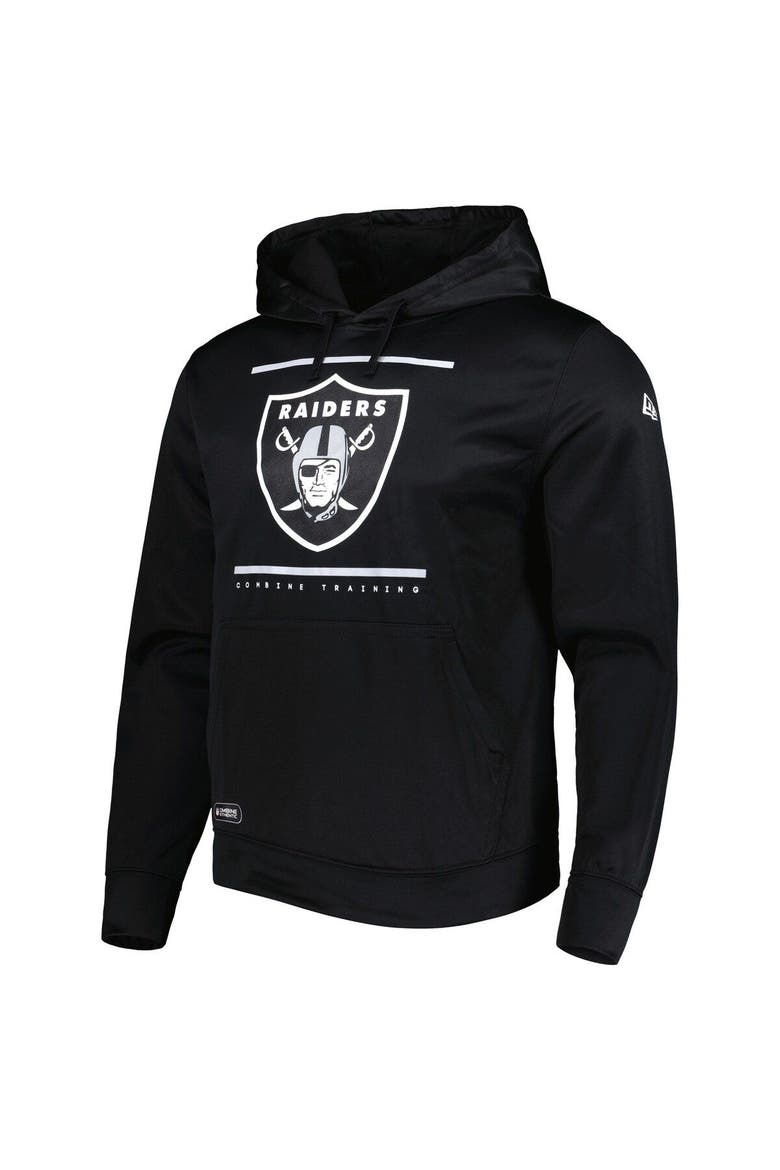 Men's New Era Black Las Vegas Raiders Combine Authentic Split Defense Pullover Hoodie, Alternate, color, Black