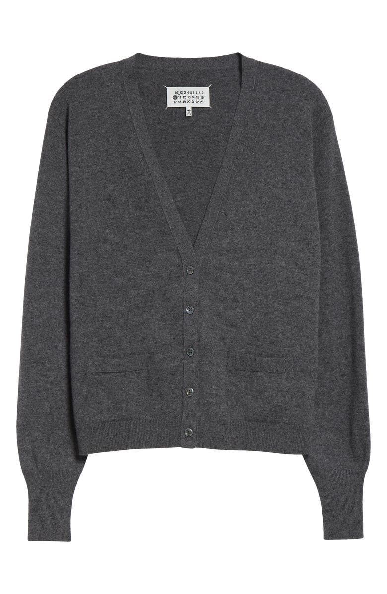 Maison Margiela Virgin Wool Cardigan, Main, color, Dark Grey