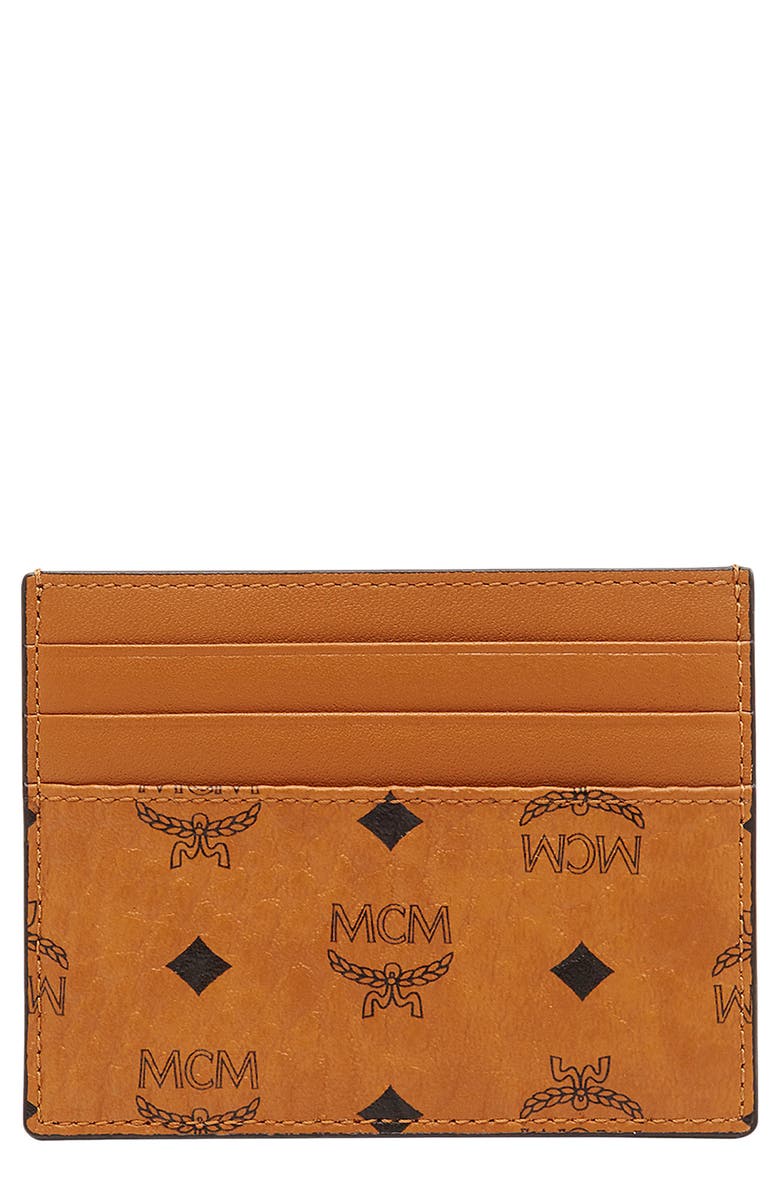 MCM Mini Visetos Canvas Card Case with Money Clip, Main, color,