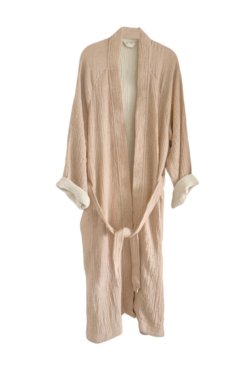 Crinkled Cotton Cuddle Robe, Main, color, Natural Yellow