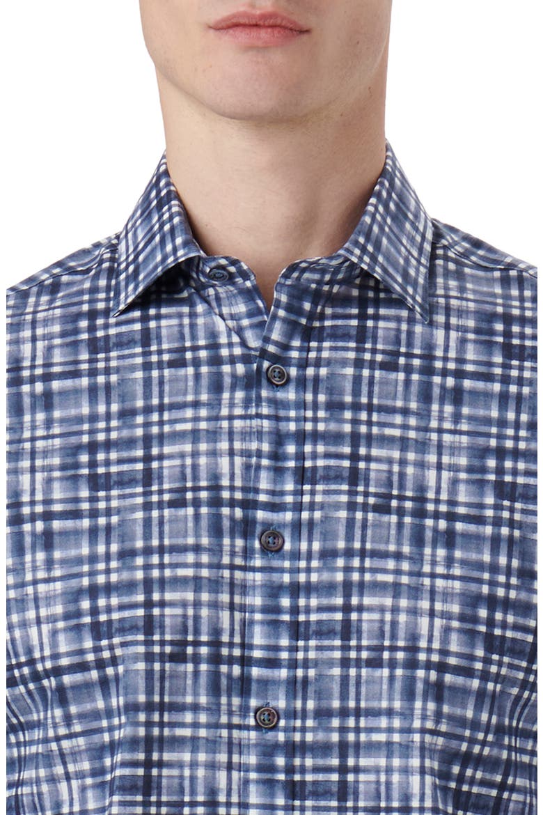 Julian Shaped Fit Print Button-Up Shirt, Alternate, color, BALTIC