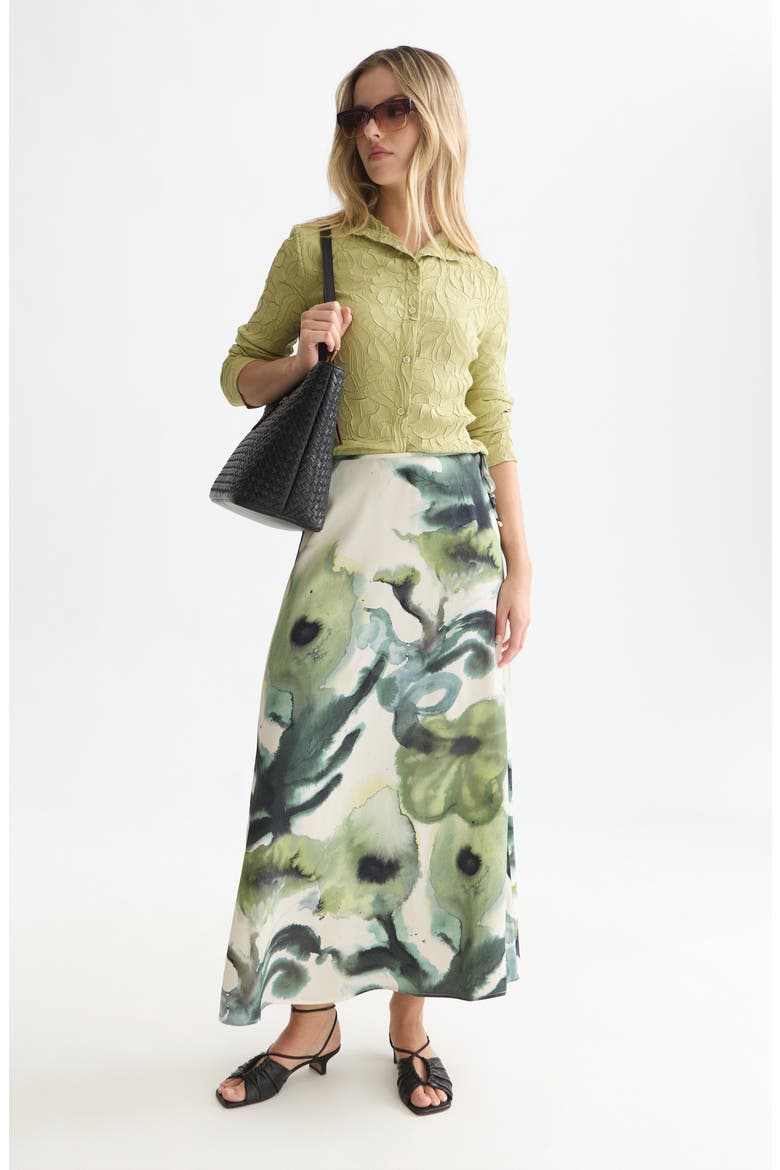 Floral Jacquard Button-Up Shirt, Alternate, color, BEECHNUT