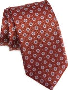 David Donahue Medallion Print Silk Tie