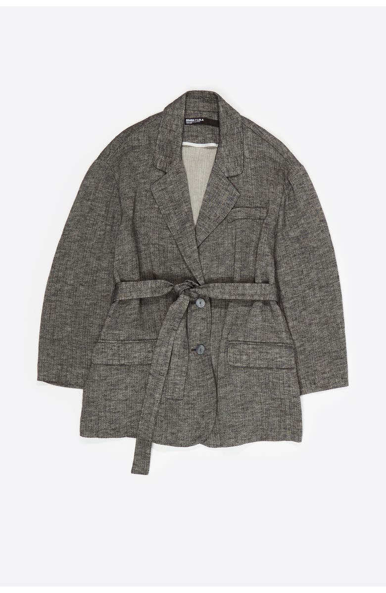 Bimba y Lola Linen Tailored Jacket, Alternate, color, Grey