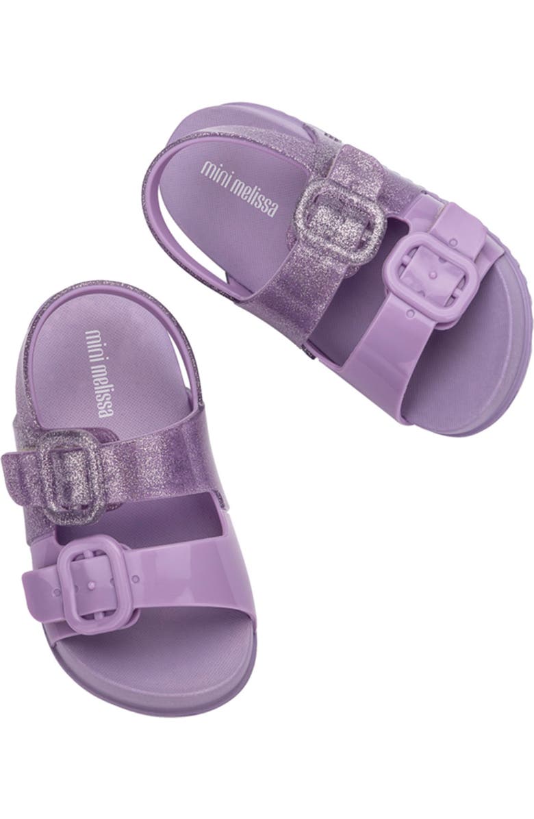 Mini Melissa Kids' Mini Cozy Slingback Sandal, Alternate, color, Lilac Glitter