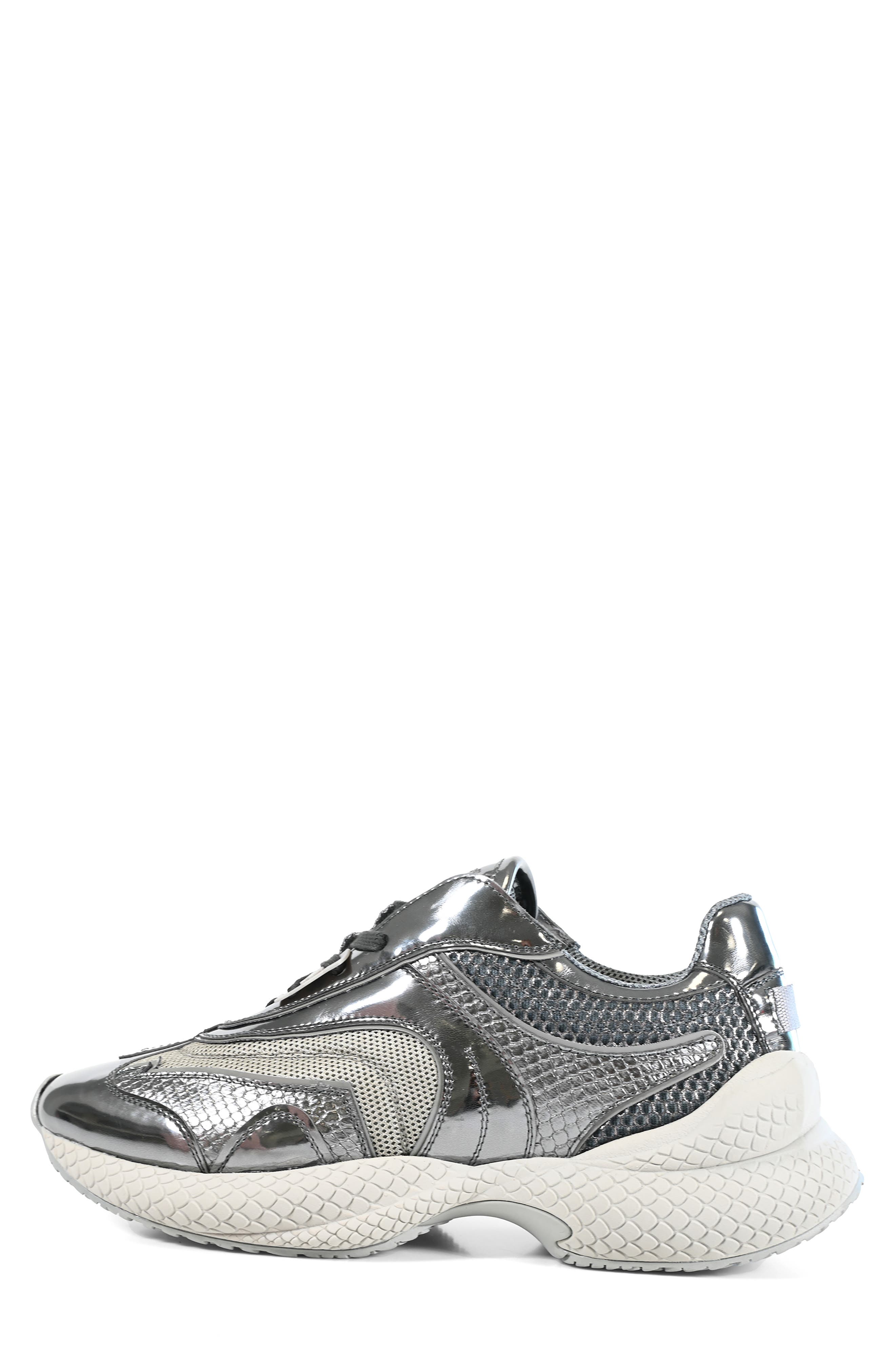 Lace-Up Running Sneaker, Alternate, color, SILVER/ WHITE/ GREY