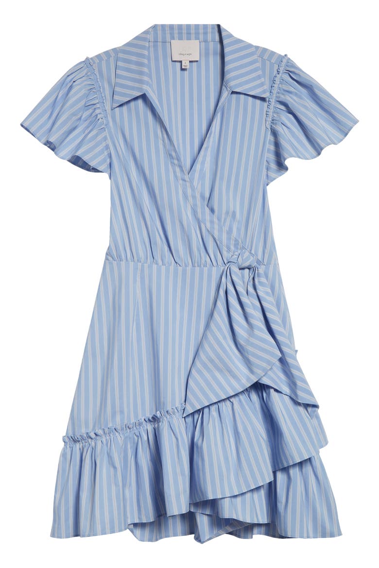 Lila Stripe Asymmetric Ruffle Minidress, Alternate, color, BLUE HYDRANGEA MULTI