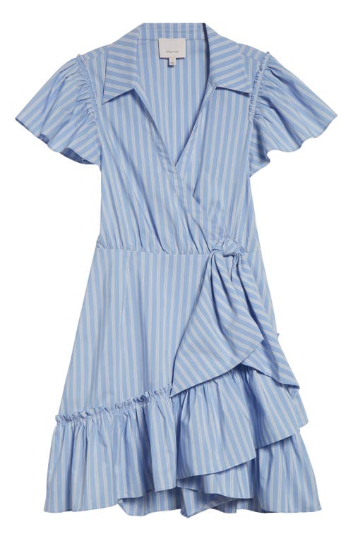 Cinq À Sept Lila Stripe Asymmetric Ruffle Minidress In Blue