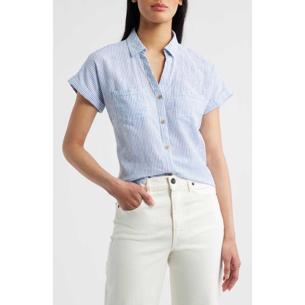 BEACHLUNCHLOUNGE BEACHLUNCHLOUNGE ARCHIE STRIPE SHORT SLEEVE BUTTON-UP SHIRT