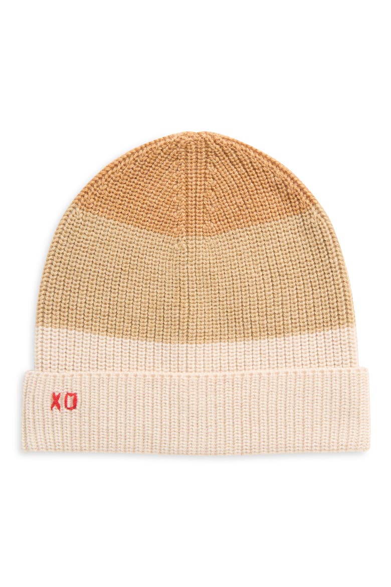 Colorblock Cardigan Stitch Beanie, Main, color, NATURAL HEATHER MULTI