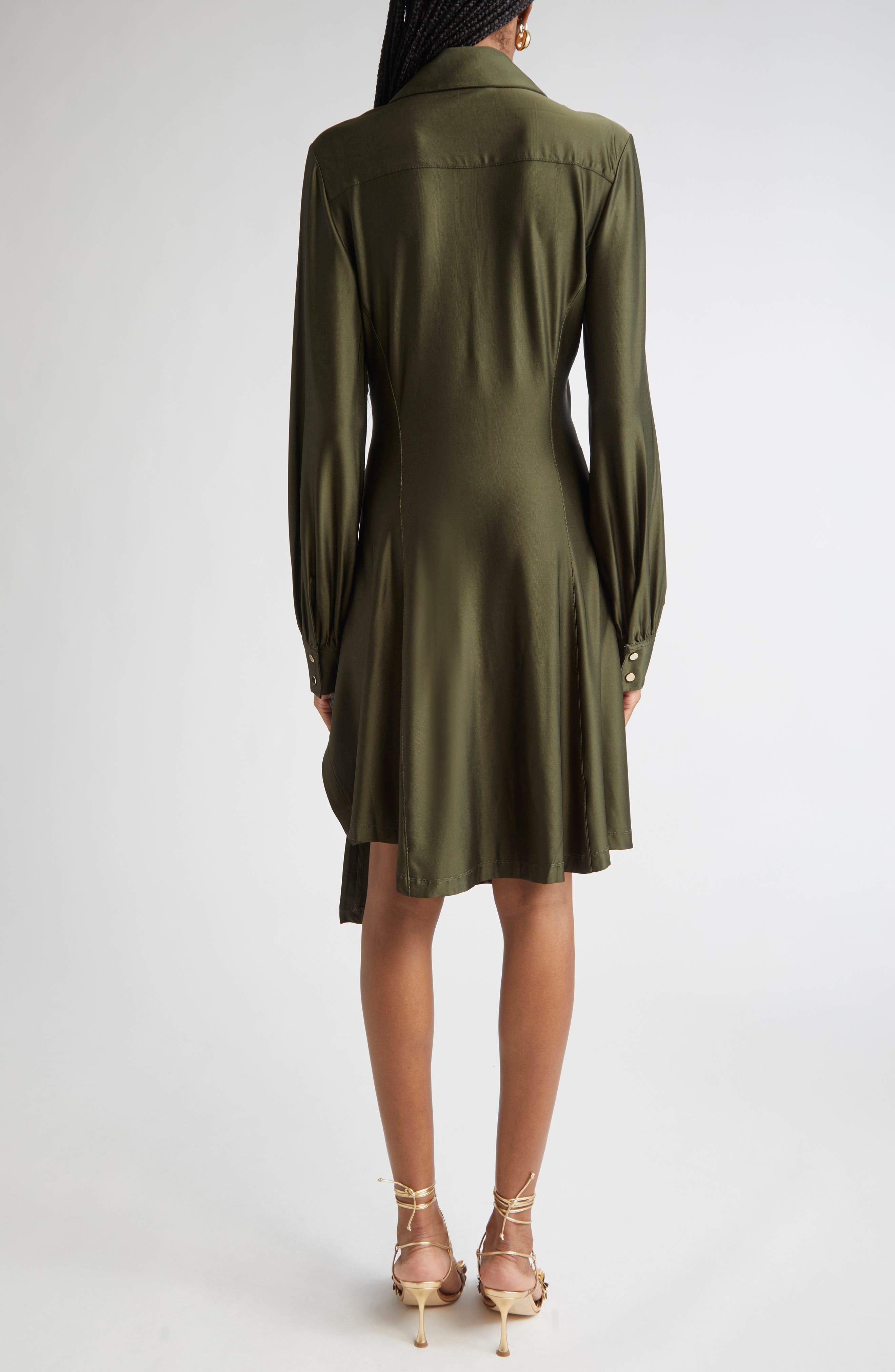 Draped Long Sleeve Jersey Minidress - image 2