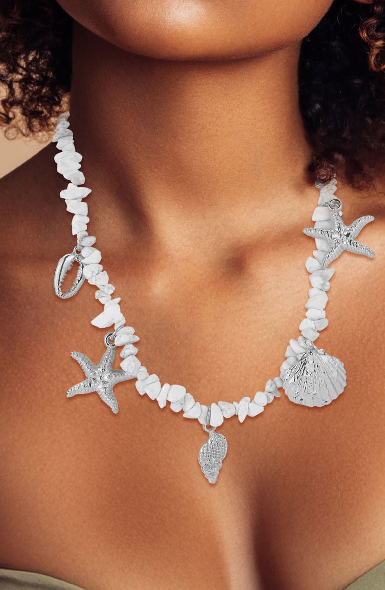 SPHERA MILANO Shell Charm Necklace, Alternate, color, 