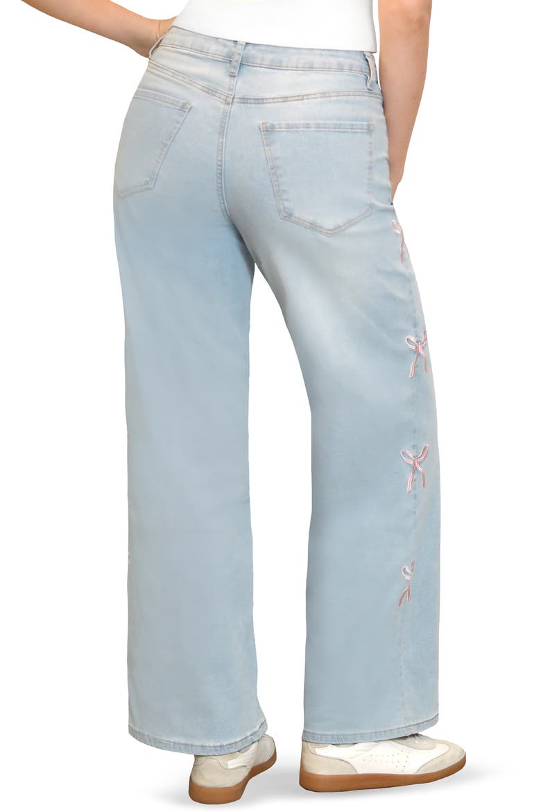 Bow Embroidered '90s Wide Leg Jeans, Alternate, color, LIGHT WASH