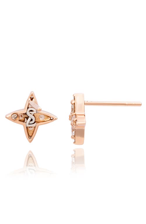 Suzy Levian Diamonds Diamond Star Stud Earrings In Rose