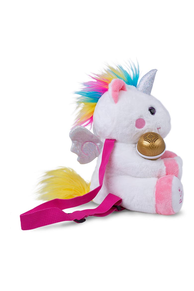 Plush Unicorn Toy with Sing Along Microphone, Alternate, color, WHITE AND PINK