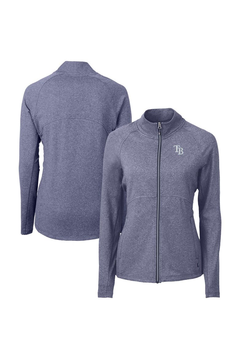 Women's Cutter & Buck  Heather Navy Tampa Bay Rays Adapt Eco Knit Raglan Full-Zip Jacket, Main, color, Heather Navy