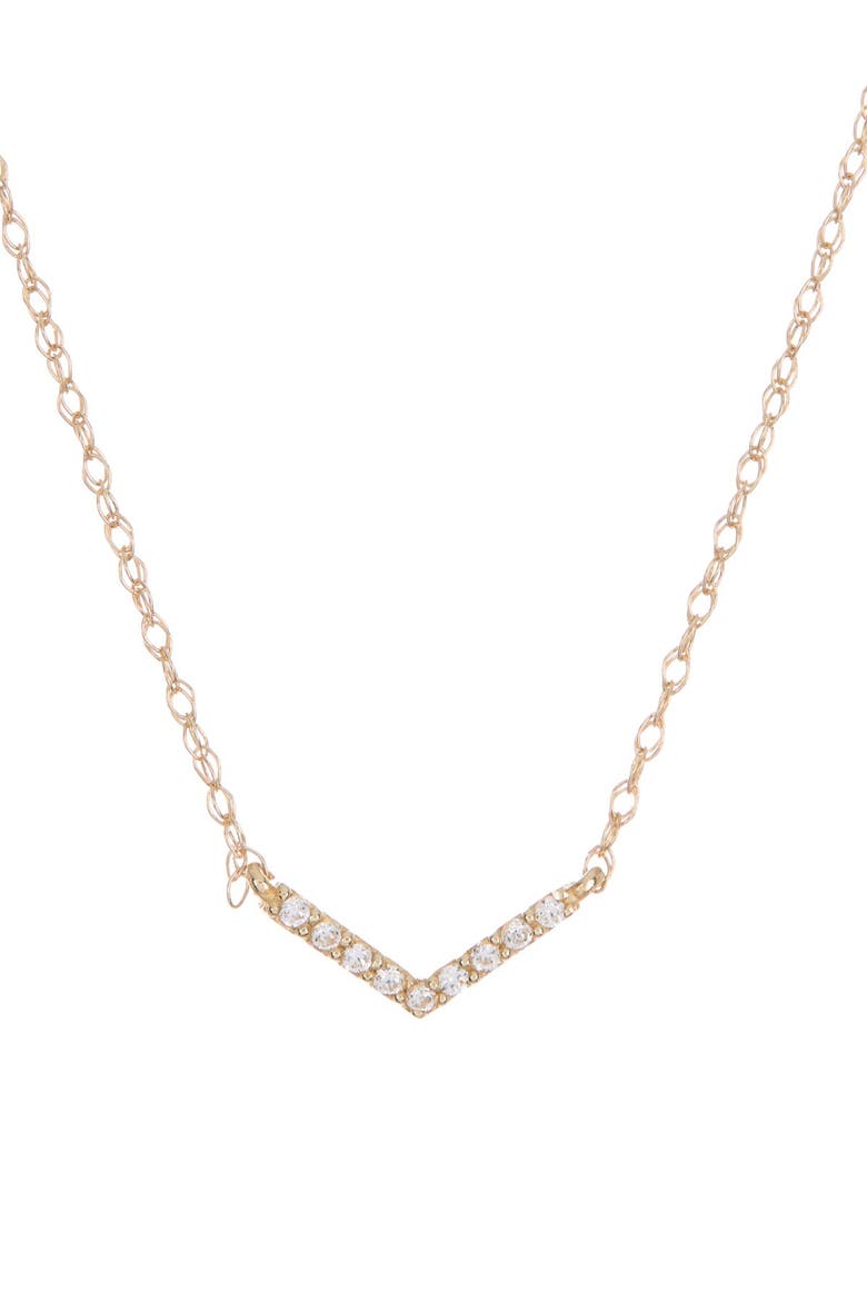 10K Yellow Gold CZ Chevron Necklace, Main, color, GOLD