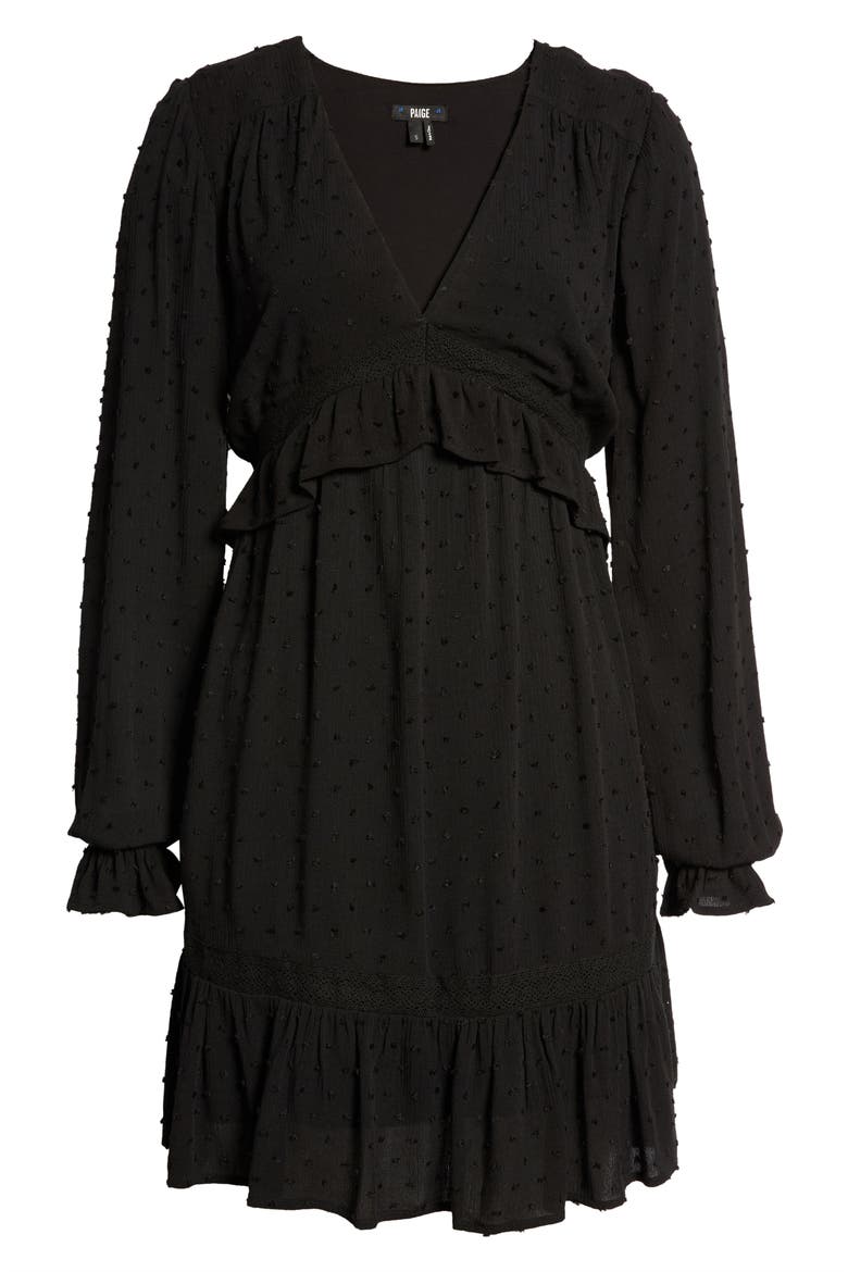 Odelise Clip Dot Long Sleeve Dress, Alternate, color, BLACK