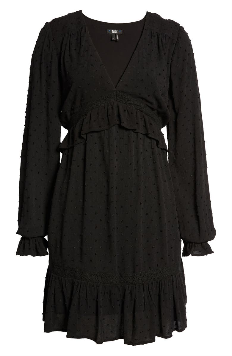 PAIGE Odelise Clip Dot Long Sleeve Dress, Alternate, color, Black