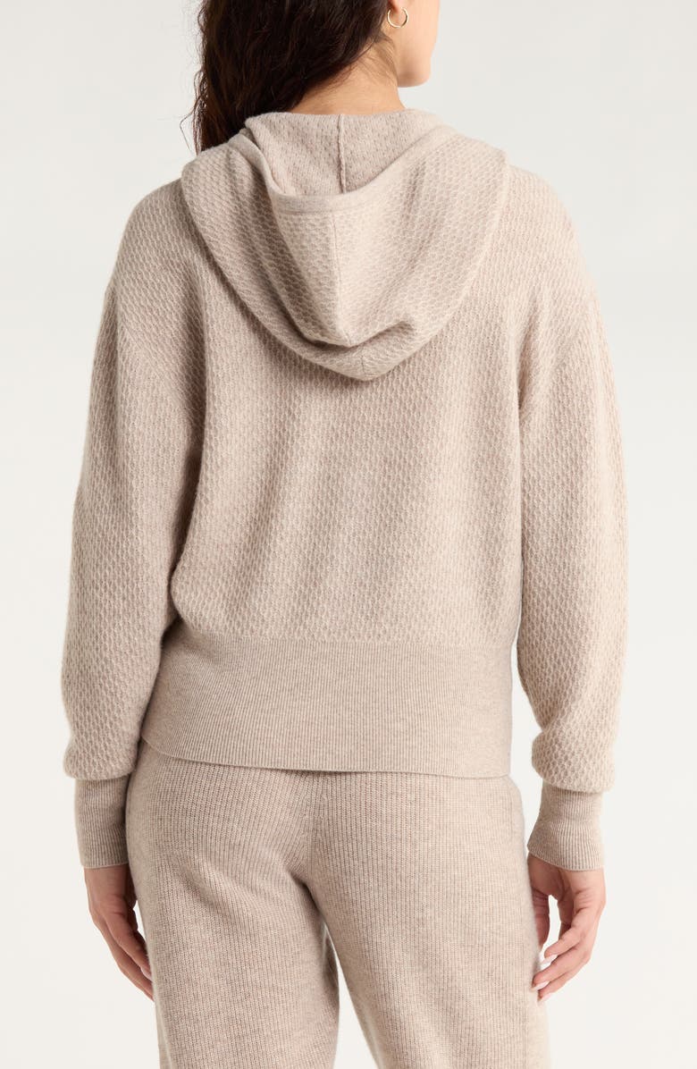 Zella Wool & Cashmere Zip Front Hoodie, Alternate, color, Tan Oxford Heather