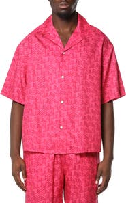 PURPLE BRAND Logo Pattern Camp Shirt