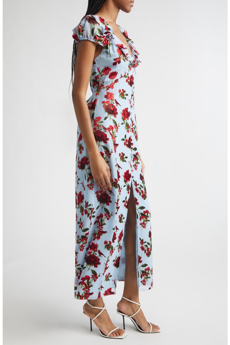 Tara Ruffle Tie Back Maxi Dress, Alternate, color, AMERICAN BEAUTY CAROLINA BLUE