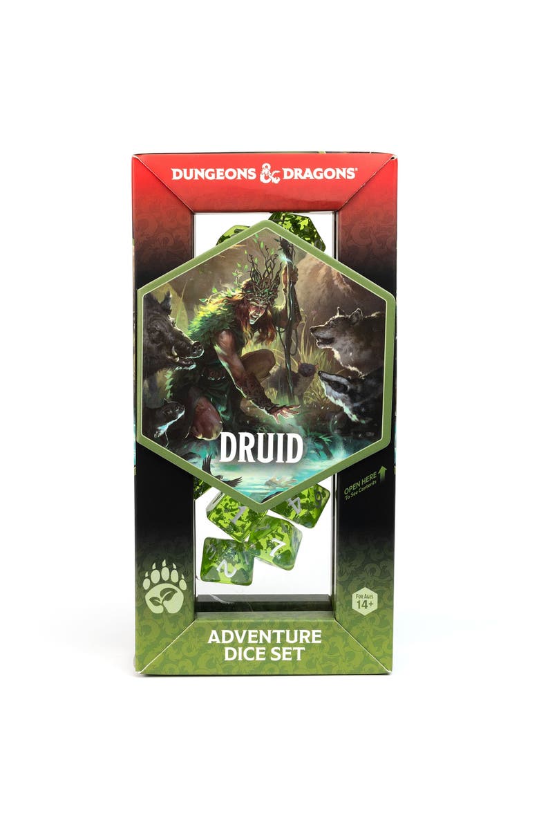 Dungeons & Dragons D&D Adventure Dice Druid Green, 15Pc Rpg Die Set, Alternate, color,