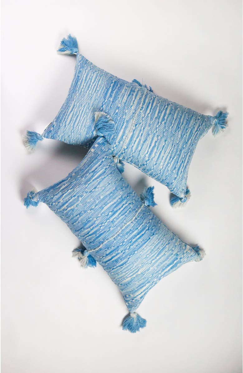 Archive New York Antigua Naturally Dyed Solid Handwoven Cotton Throw Pillow, Alternate, color, Faded Indigo Solid