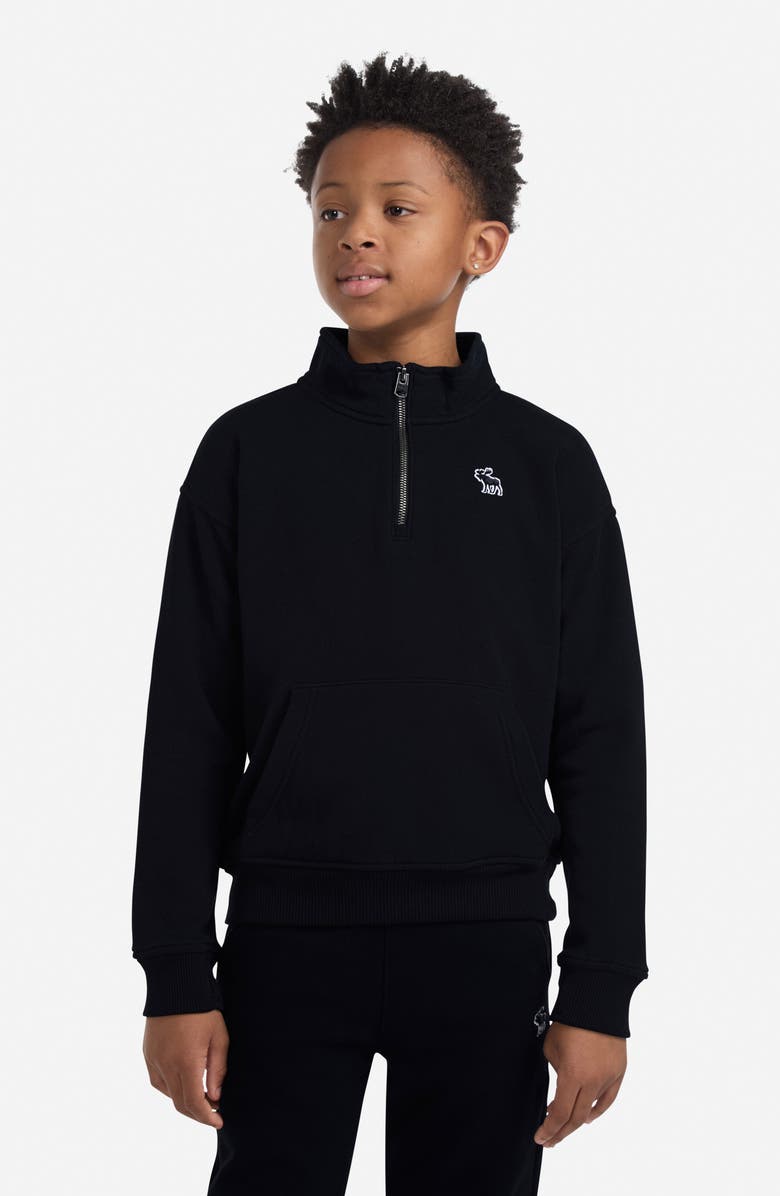 abercrombie kids Kids' Essential Quarter Zip Cotton Blend Sweatshirt, Alternate, color, Anthracite
