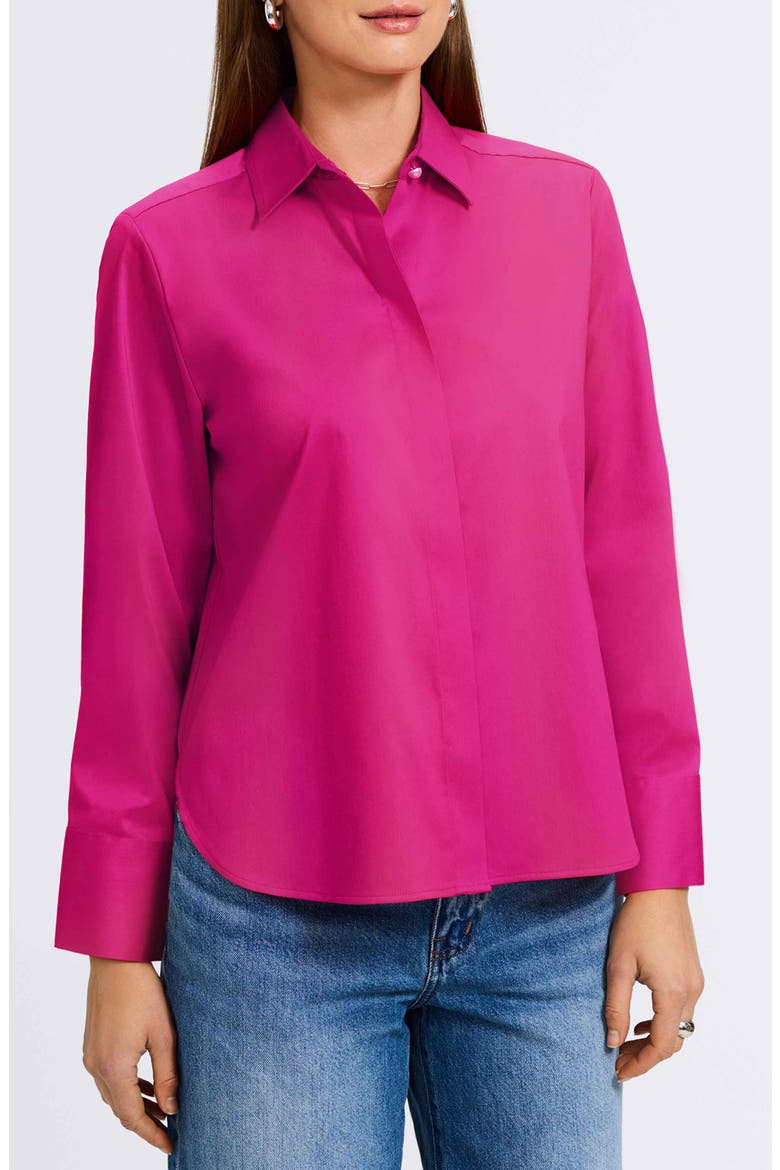 Matte Sateen Button-Up Shirt, Main, color, PINK TOURMALINE