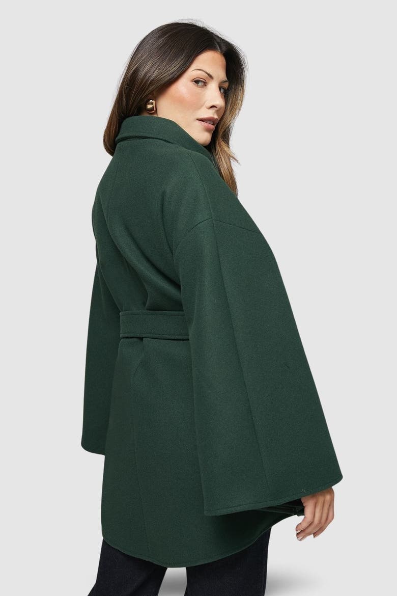 Wool Mix Belted Cape, Alternate, color, Teal