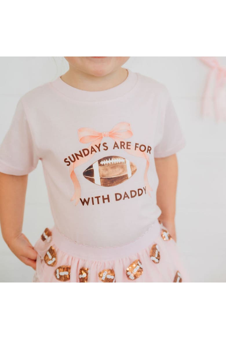 Sundays Are For Football With Daddy Short Sleeve T-Shirt, Alternate, color, Ballet Pink