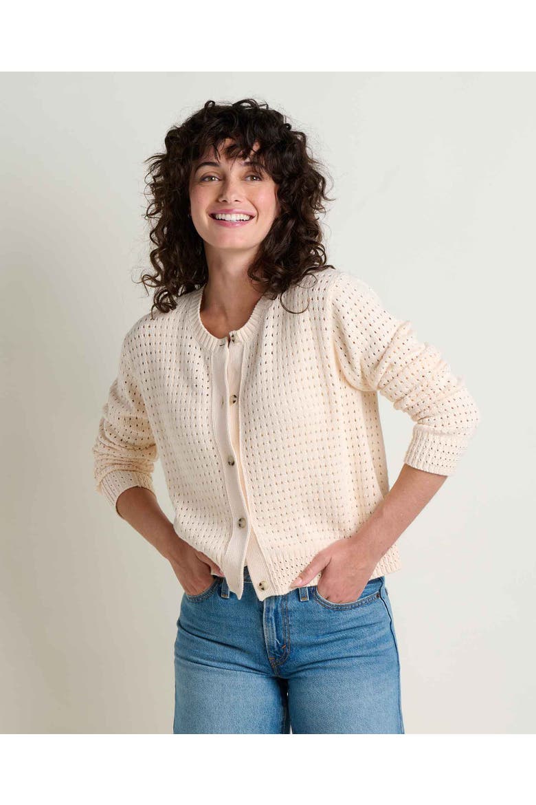 Bianca Pointelle Cardigan, Main, color, Salt