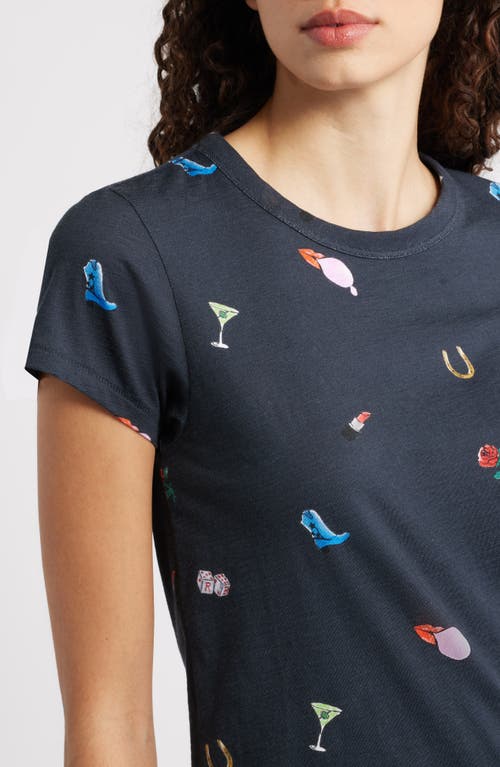 Rag & Bone Allover Print Short Sleeve Cotton T-shirt In Blue