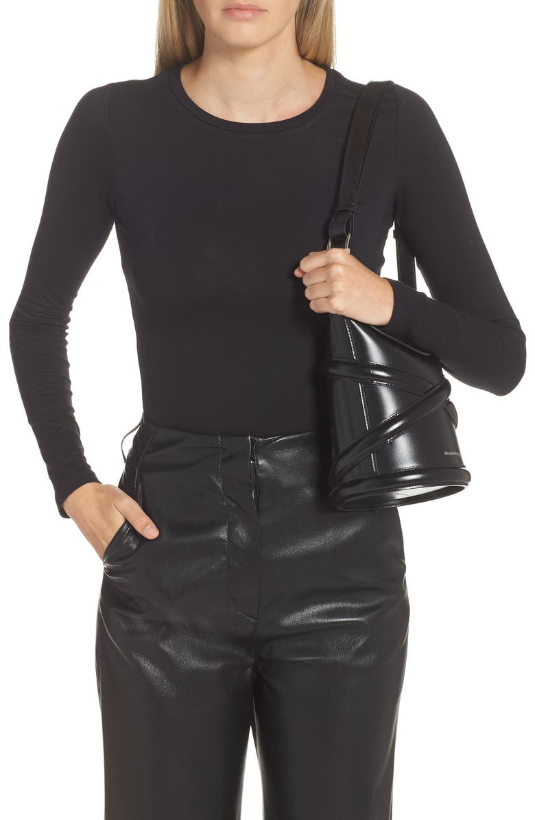 McQueen Small The Curve Leather Shoulder Bag, Alternate, color,