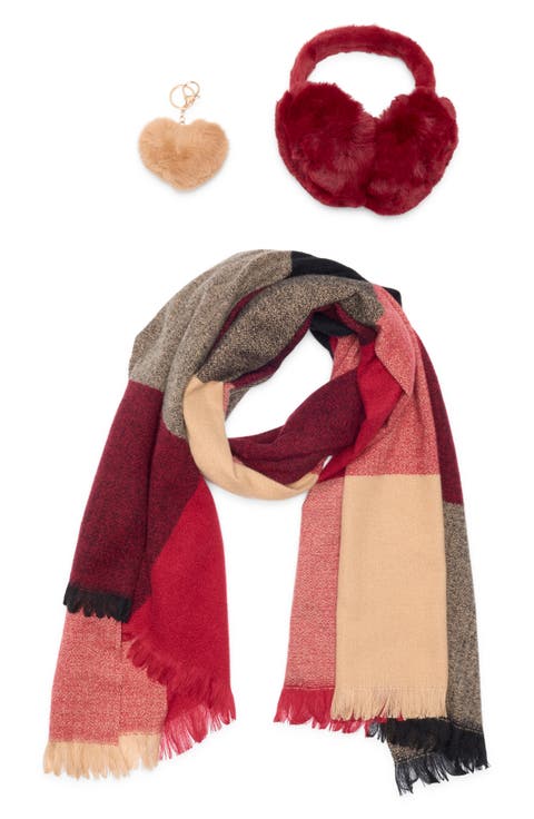 Scarf, Earmuff & Keychain Accessory Set