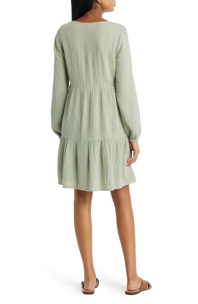 beachlunchlounge Cate Long Sleeve Tiered Cotton Gauze Dress, Alternate, color,