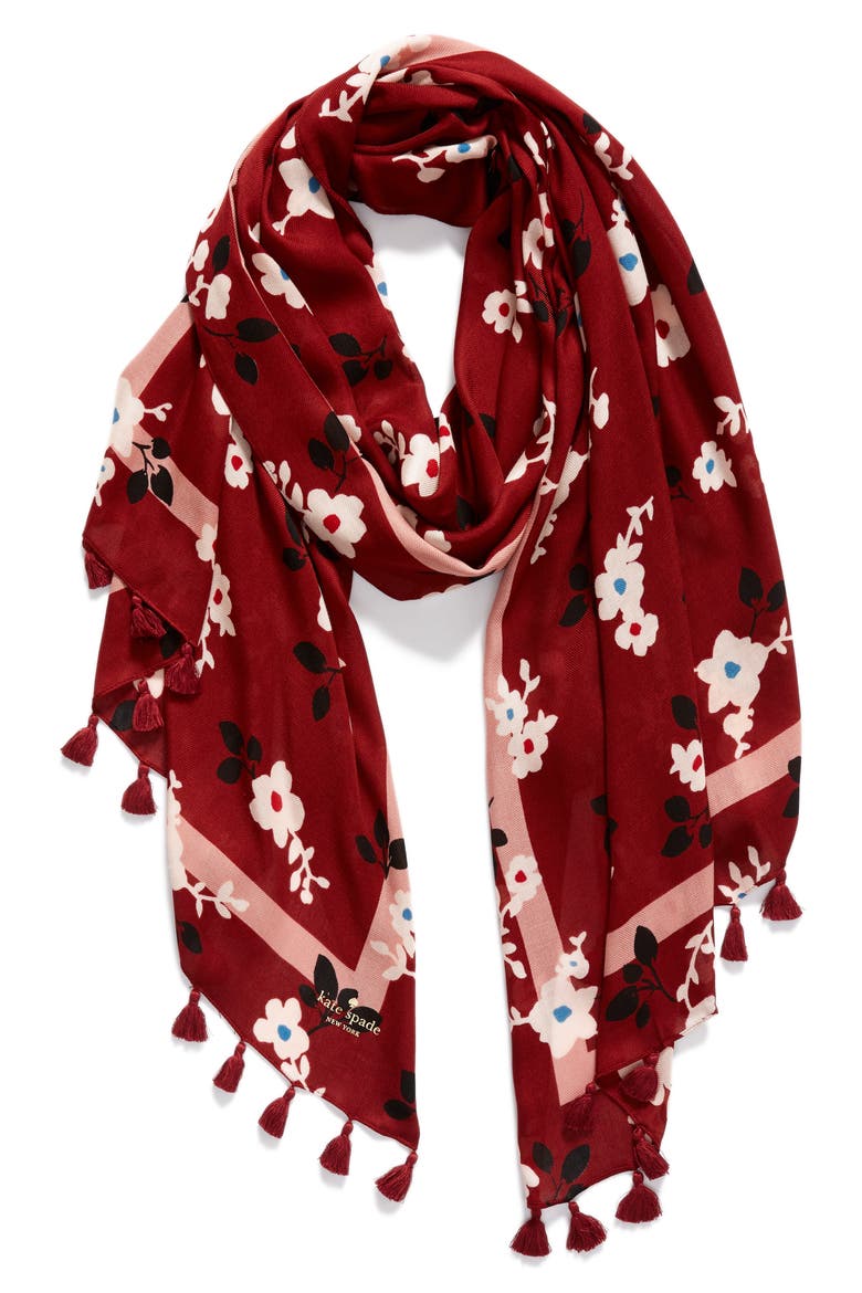 camellia scarf, Alternate, color, DEEP RUSSET
