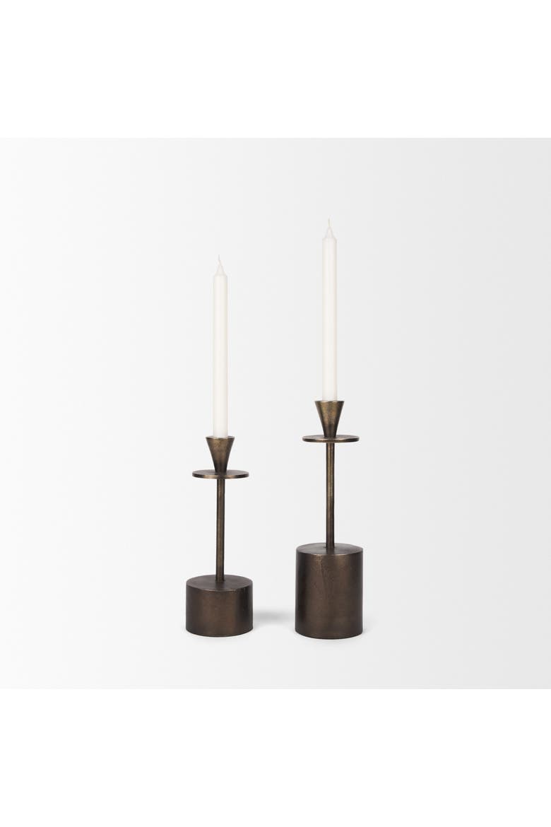 Petria Antiqued Textured Metal Taper Candle Holders, Alternate, color, Antiqued Gold