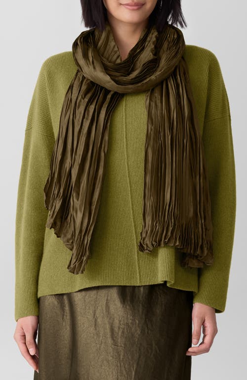 Eileen Fisher Whisper Pleated Silk Scarf In Green