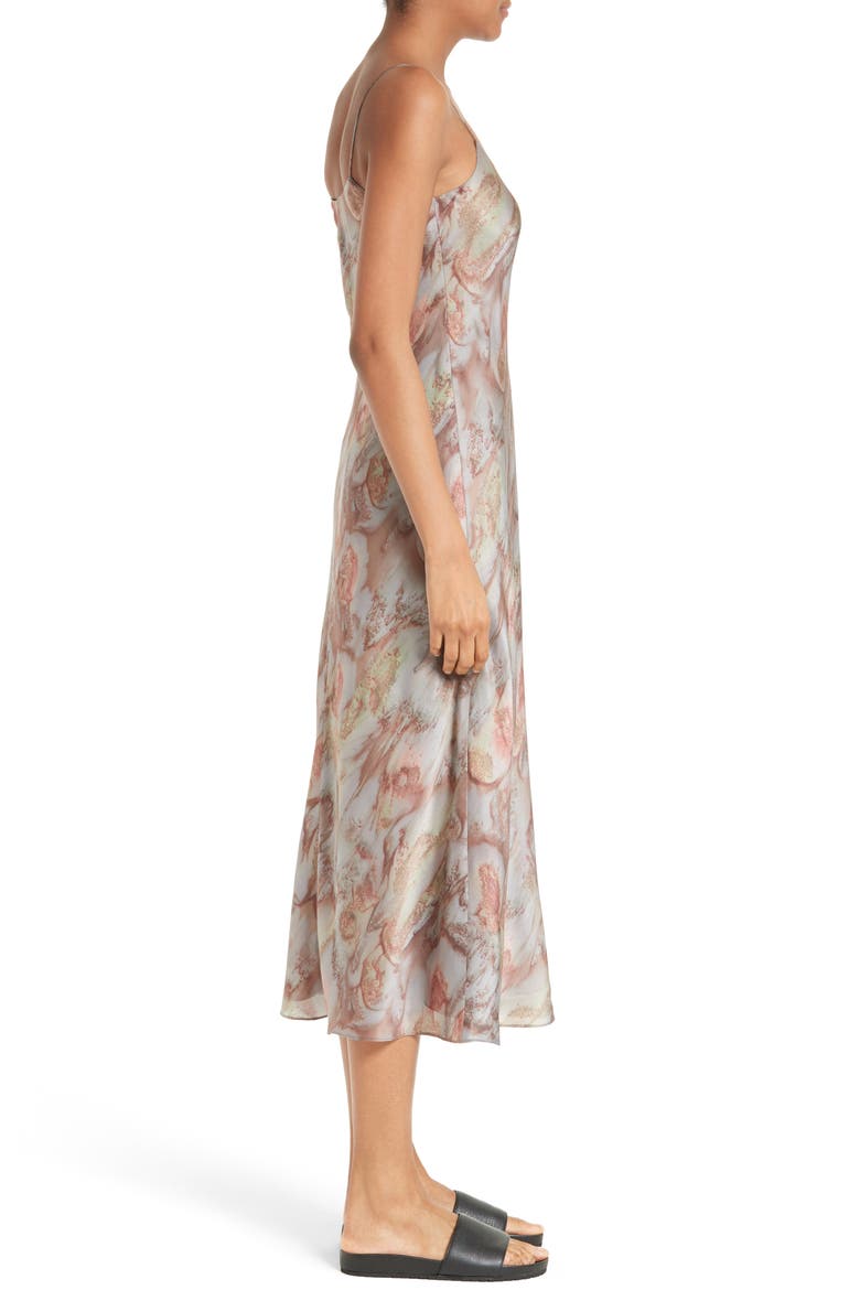 Watercolor Print Silk Slipdress, Alternate, color, FIG