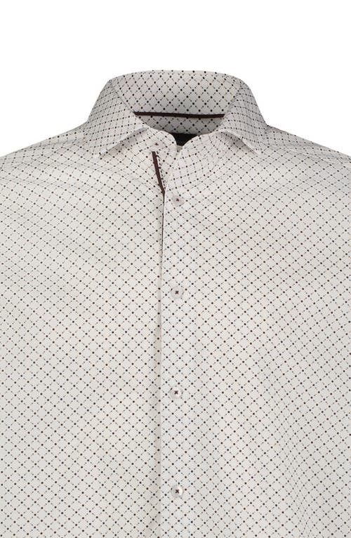 Luchiano Visconti Diamond Geometric Dobby Shirt In White