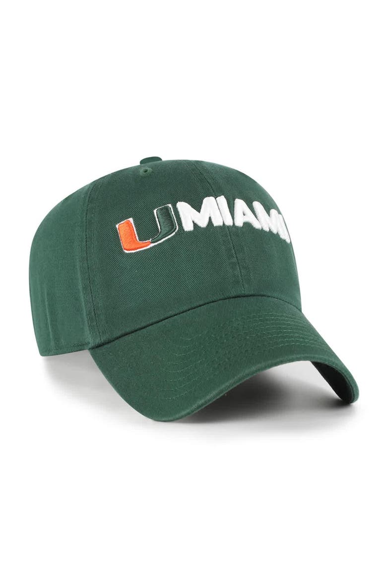 Men's '47 Green Miami Hurricanes Clean Up Adjustable Hat, Alternate, color, Green