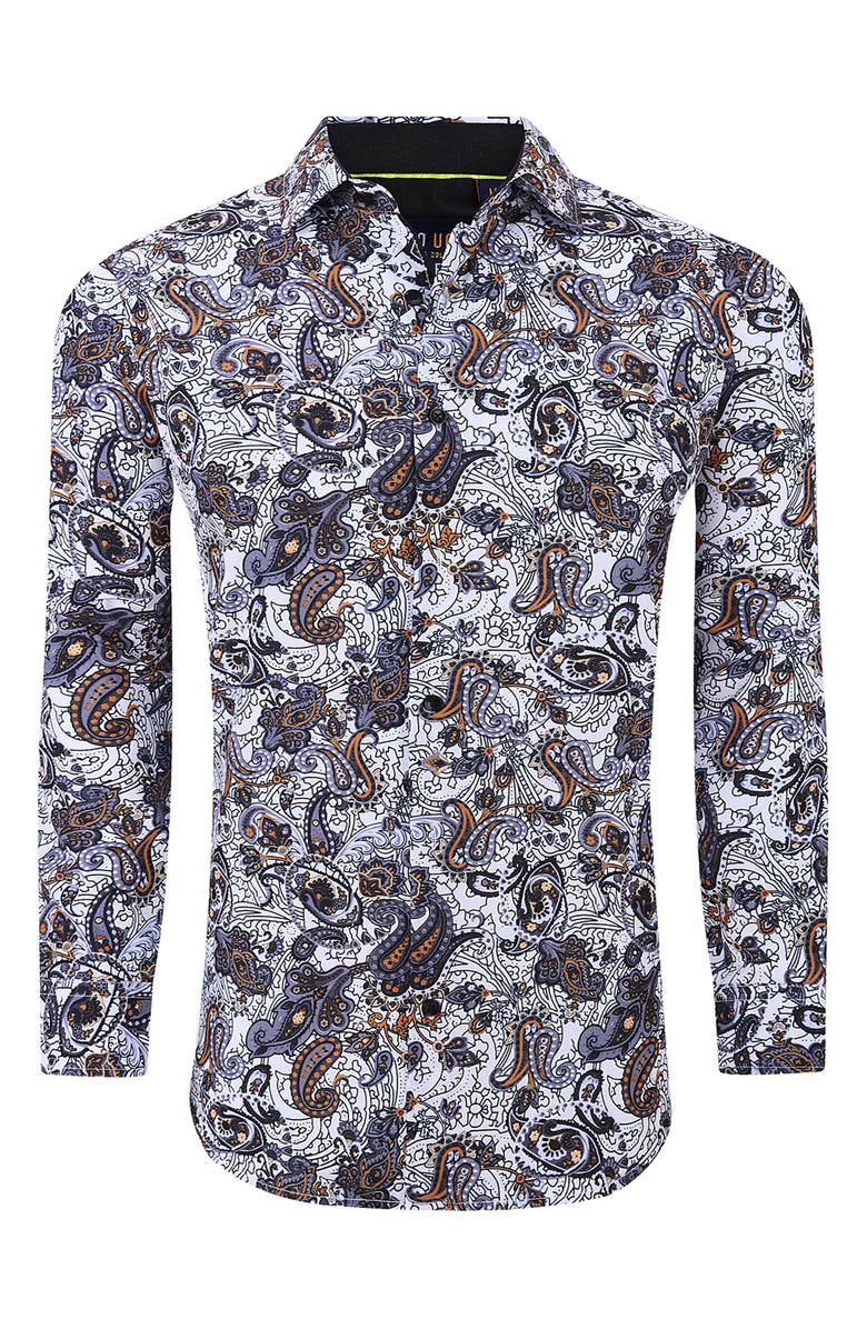 Azaro Uomo Slim Fit Paisley Print Performance Dress Shirt, Alternate, color,