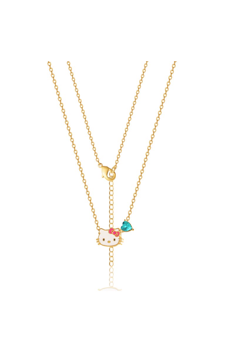 Hello Kitty Birthstone Charm Necklace, Alternate, color, Gold/ Teal