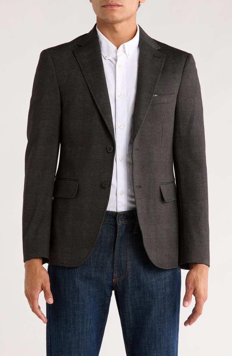 Lucky Brand Glen Plaid Knit Sport Coat, Main, color, Olive