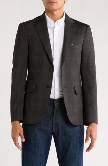 Lucky Brand Glen Plaid Knit Sport Coat In Black