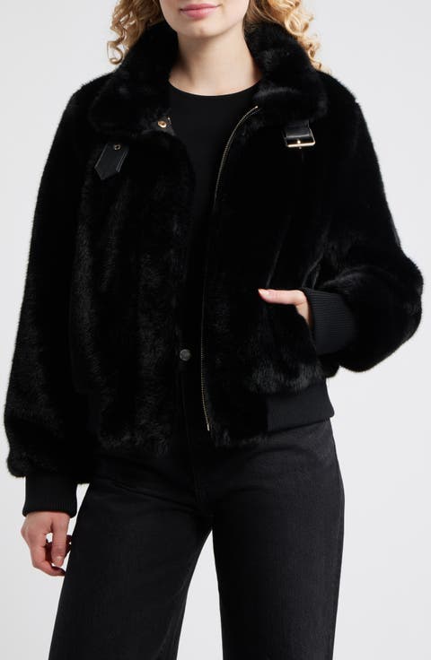 Faux Mink Bomber Jacket