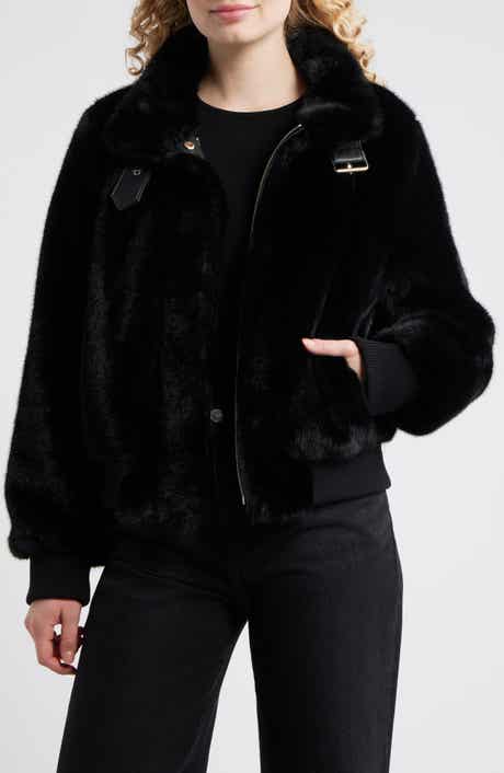 BCBG Faux Mink Bomber Jacket